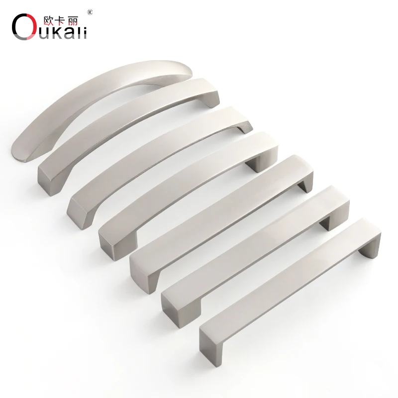 Oukali 2024 Aluminum Alloy Continuous Handles Cheap Satin Nickel 128mm Kitchen & Bedroom Furniture Cabinets for Hotels