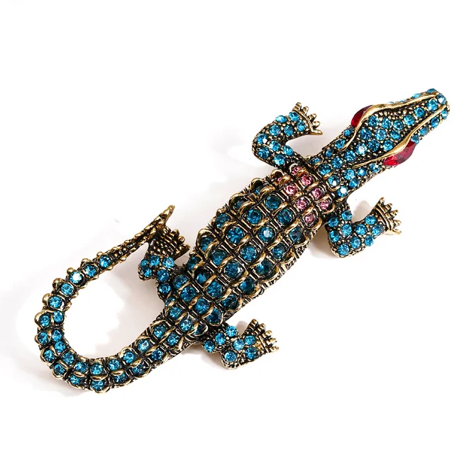 
Handsome Brooches Pin Men Crocodile Brooches Rhinestone As Western Suit Accessories 