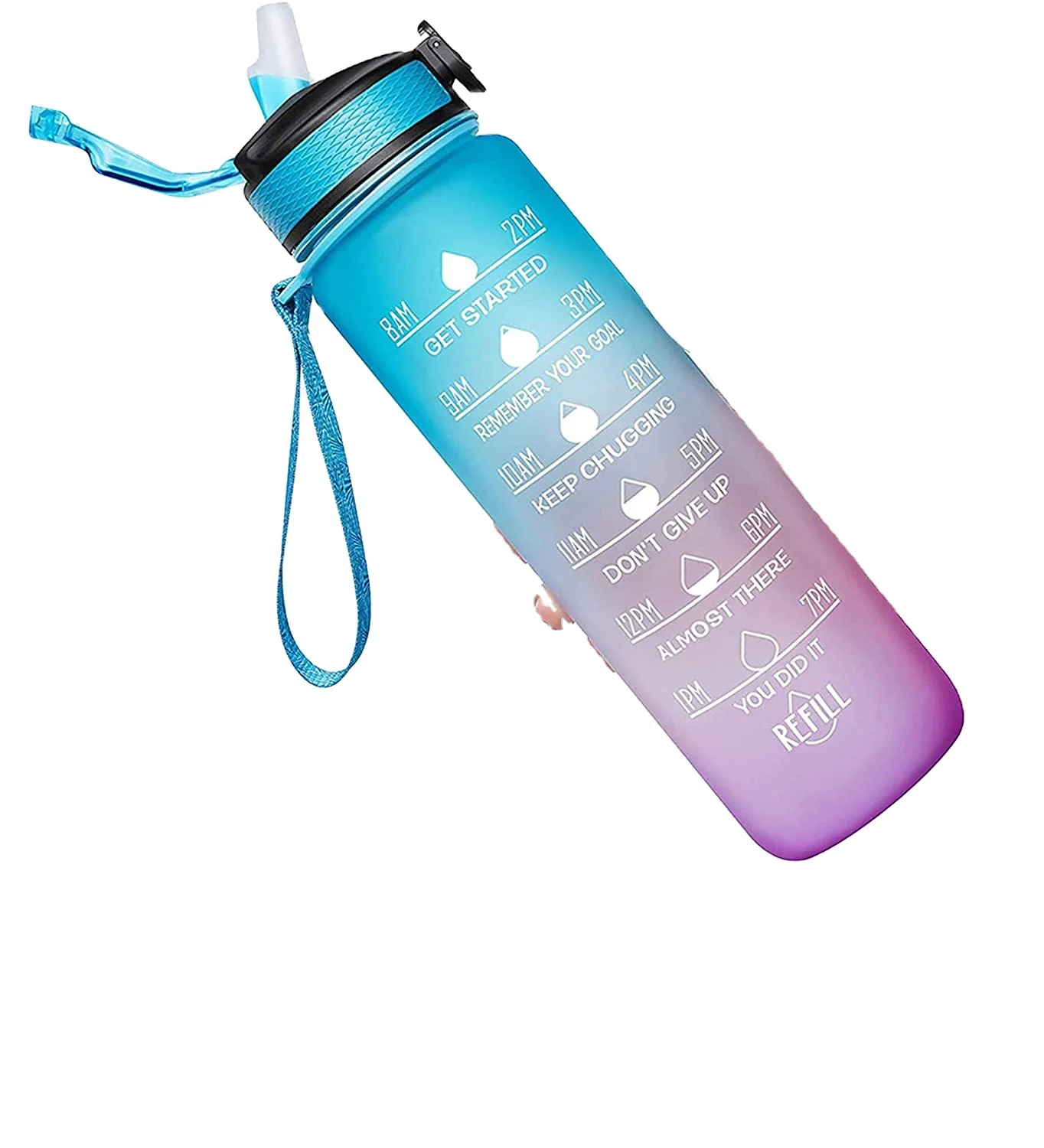 
32oz Leakproof BPA Free Drinking Water Bottle with Time Marker & Straw to Ensure You Drink Enough Water Throughout The Day for F 