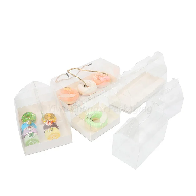 Factory Custom Transparent Plastic PET Gift Packaging Boxes for Food Clear Gable Boxes with Handle