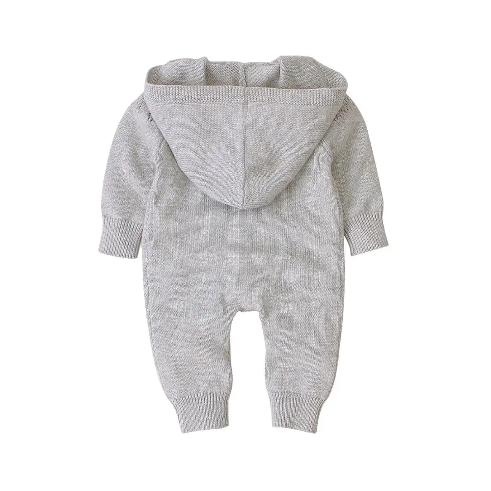 Newborn infant knit onesie clothing toddler crochet jumpsuit cotton hooded baby romper
