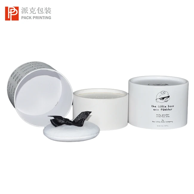 Biodegradable Cosmetic Product Paperboard Loose Powder Tube Box Packaging with Powder Puff