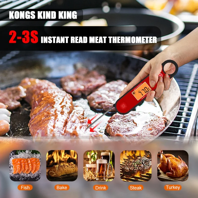 Factory Wholes Foldable Backlight Magnet Bottle Open Waterproof Digital Meat Thermometer