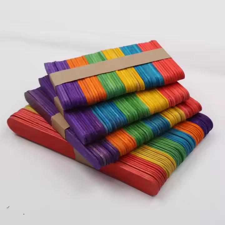 High Quality Colorful Disposable Wooden Popsicle Sticks Ice-cream Sticks DIY Craft Stick