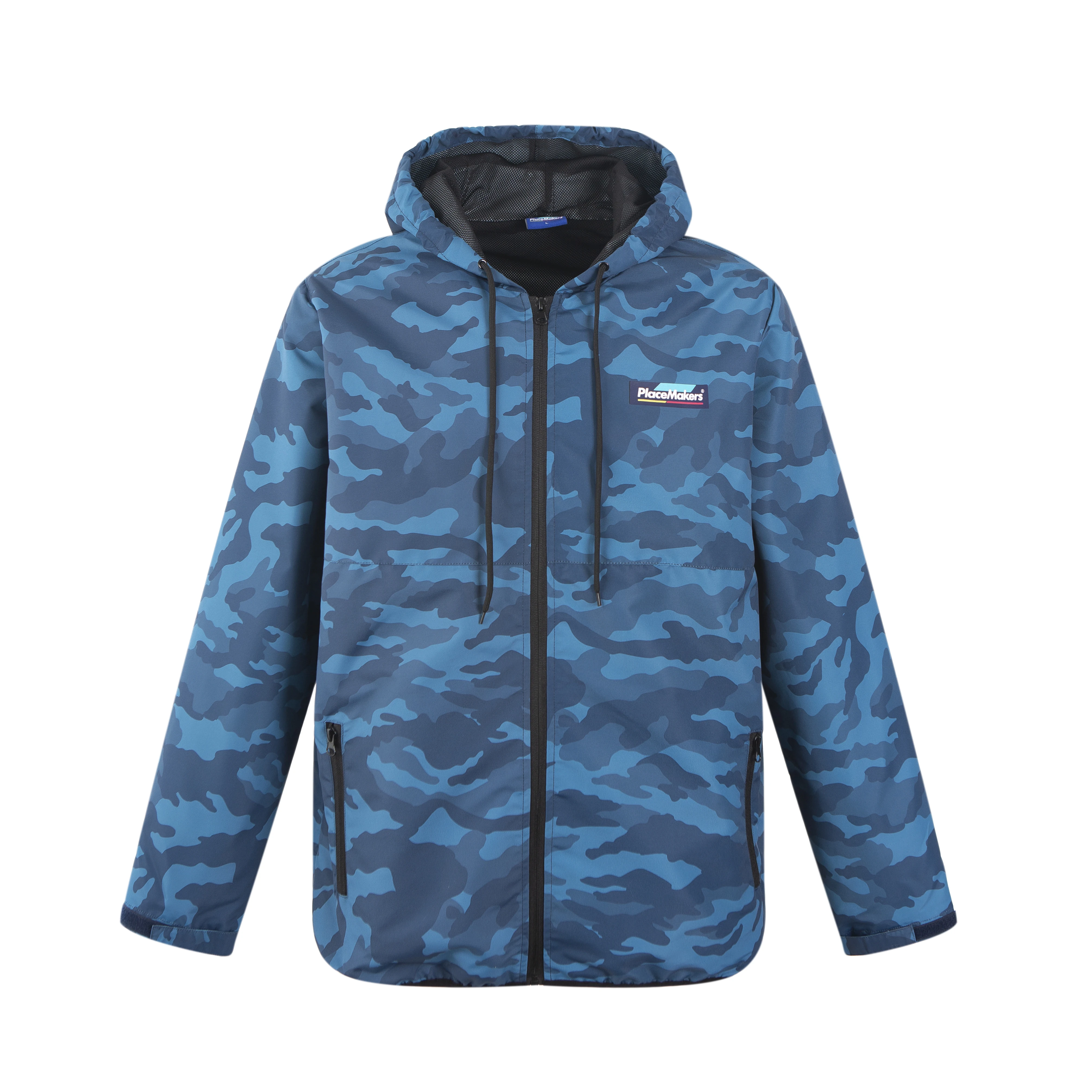 Custom Men Light weight full printing Windbreaker mesh lining breathable Camo  jacket zip up windproof spring fishing jacket