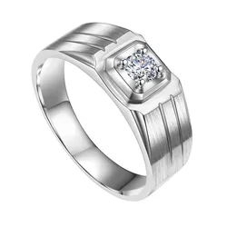 Mens Moissanite Ring PT950 Gold Filled Man Ring Soliatire Diamond Silver Ring 925 Man