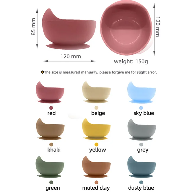 NON-Spill Infant Feeding Dinnerware Anti-Slip Babe Food Containers BPA-Free Eating Training Silicone Strong Suction Baby Bowl