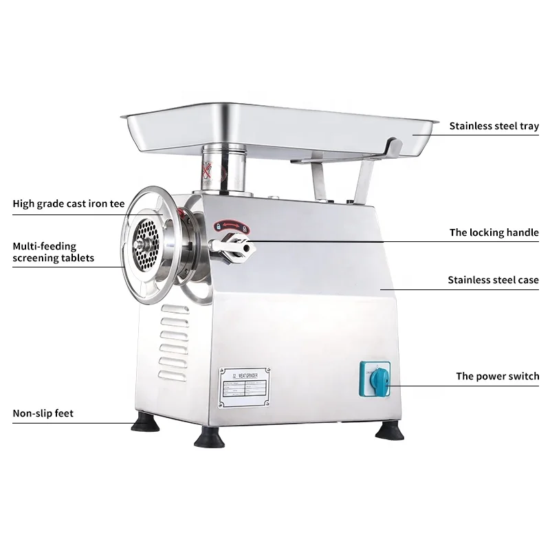 Electric Commercial Stainless Steel Butcher Meat Grinder Meat Processing Food  Small Fast Machine Meat Mincer