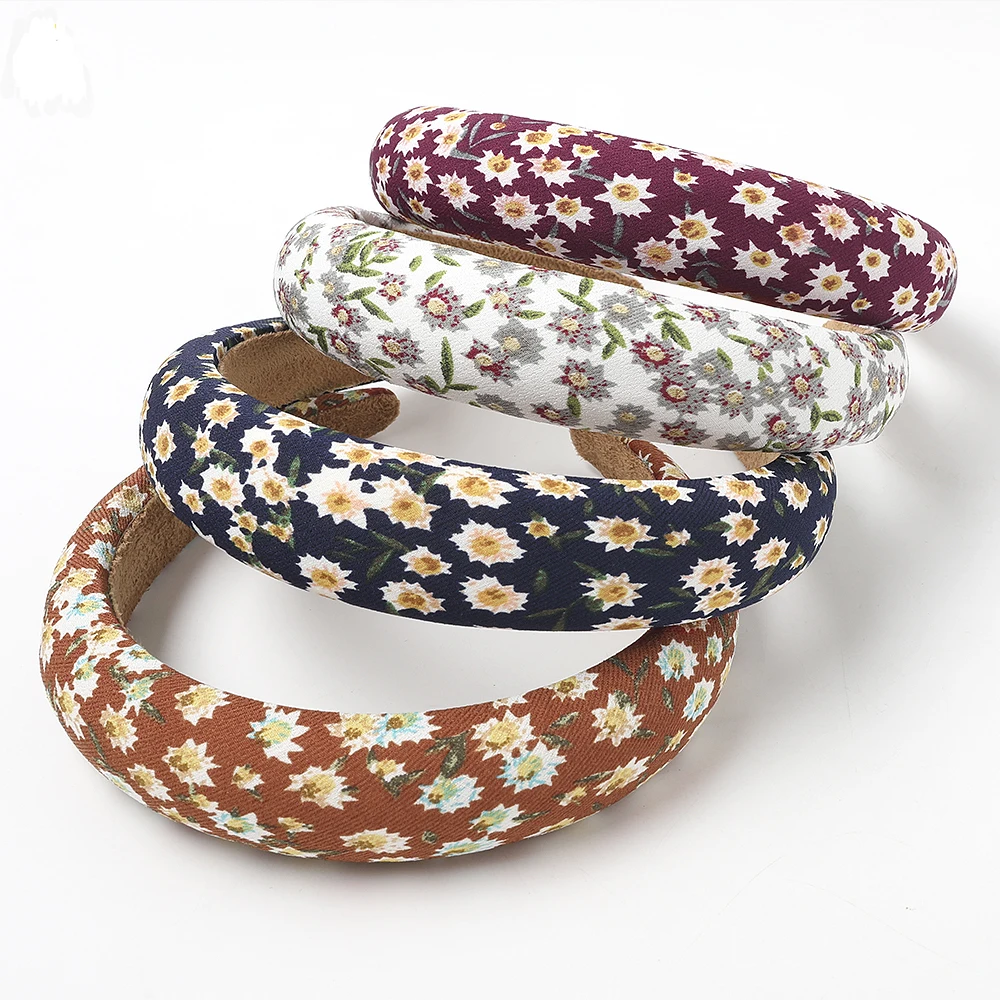 Spring daisy Floral printed Headband Wide thicken hair hoop padded headband for Women designer headbands famous brands