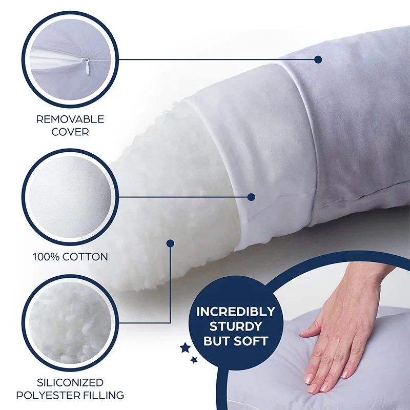 Artamber J Type Breastfeeding Clip Leg Women 100% Cotton Cover Side Sleeper Pillow Sleeping Pregnancy Pillow