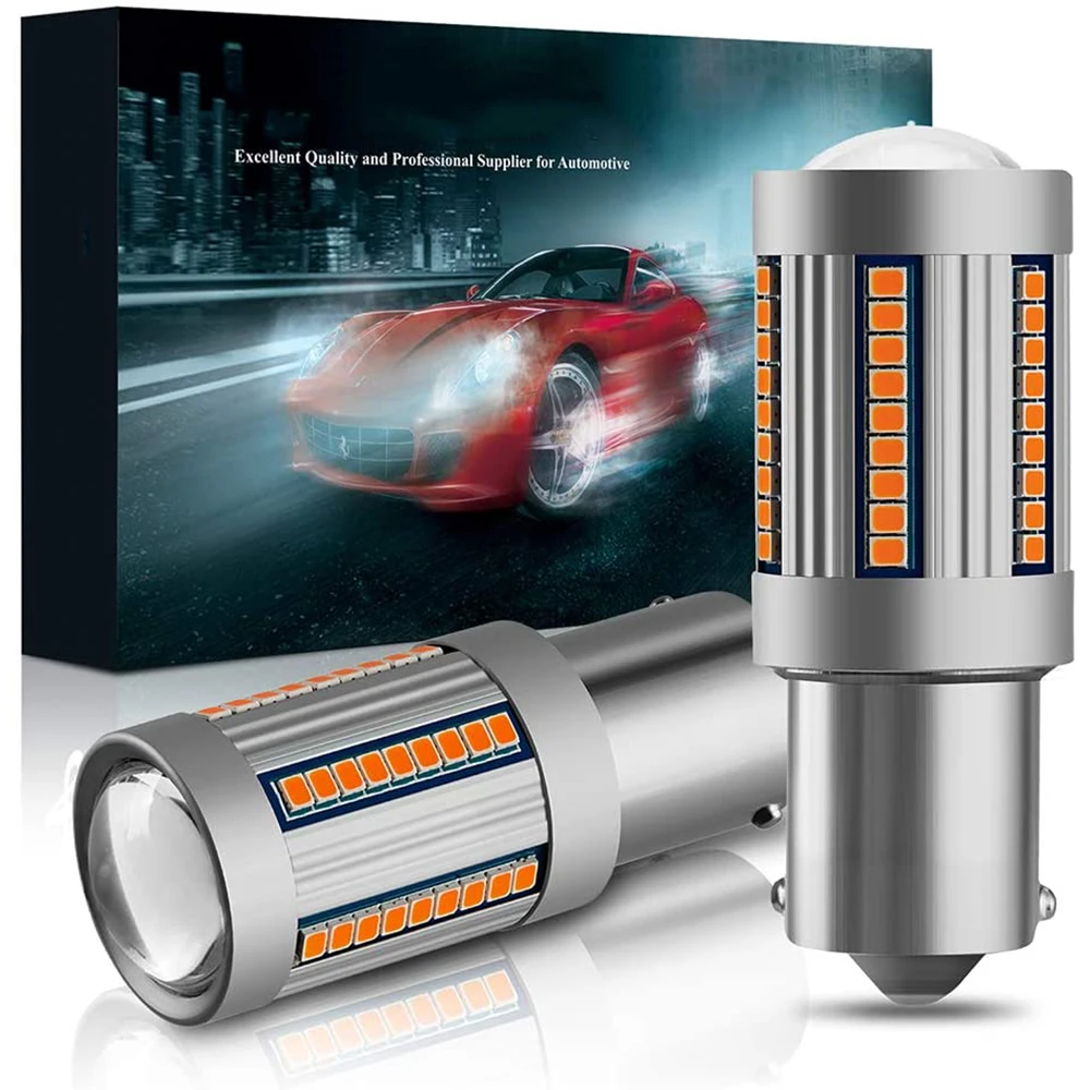 
High Power 21w 1156 1157 BA15S 66SMD 2016 Led Canbus Error Free Bulbs Amber Yellow T20 Turn Signal Lights Reversing Lamp WG103 