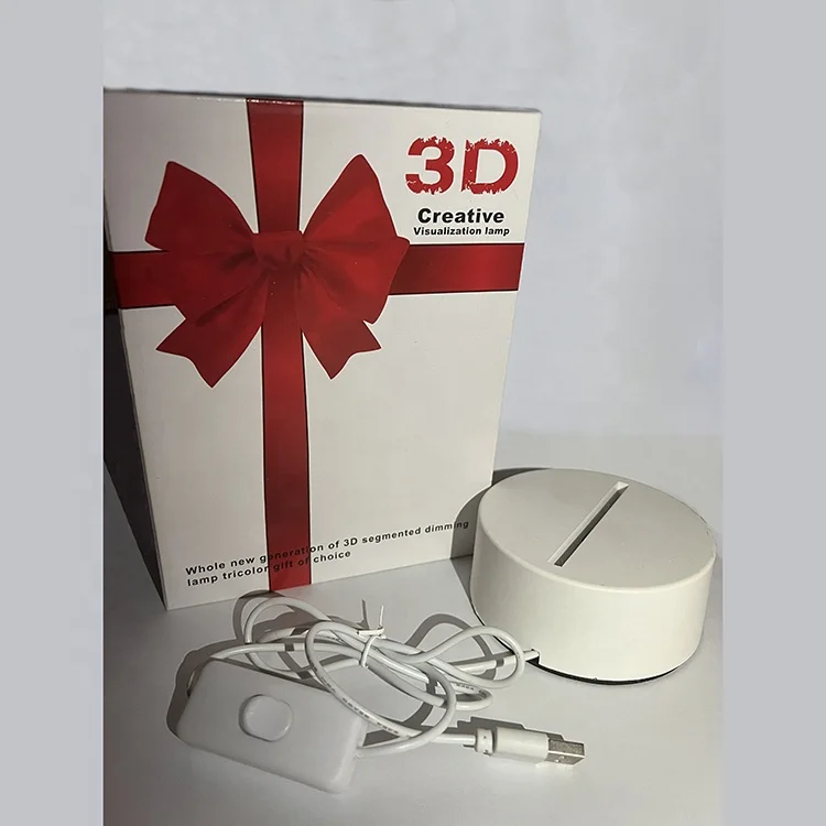 Светодиодная лампа на батарейках акриловая 3D визуальная с сенсорным переключателем Оптическая иллюзия светодиодный ночник