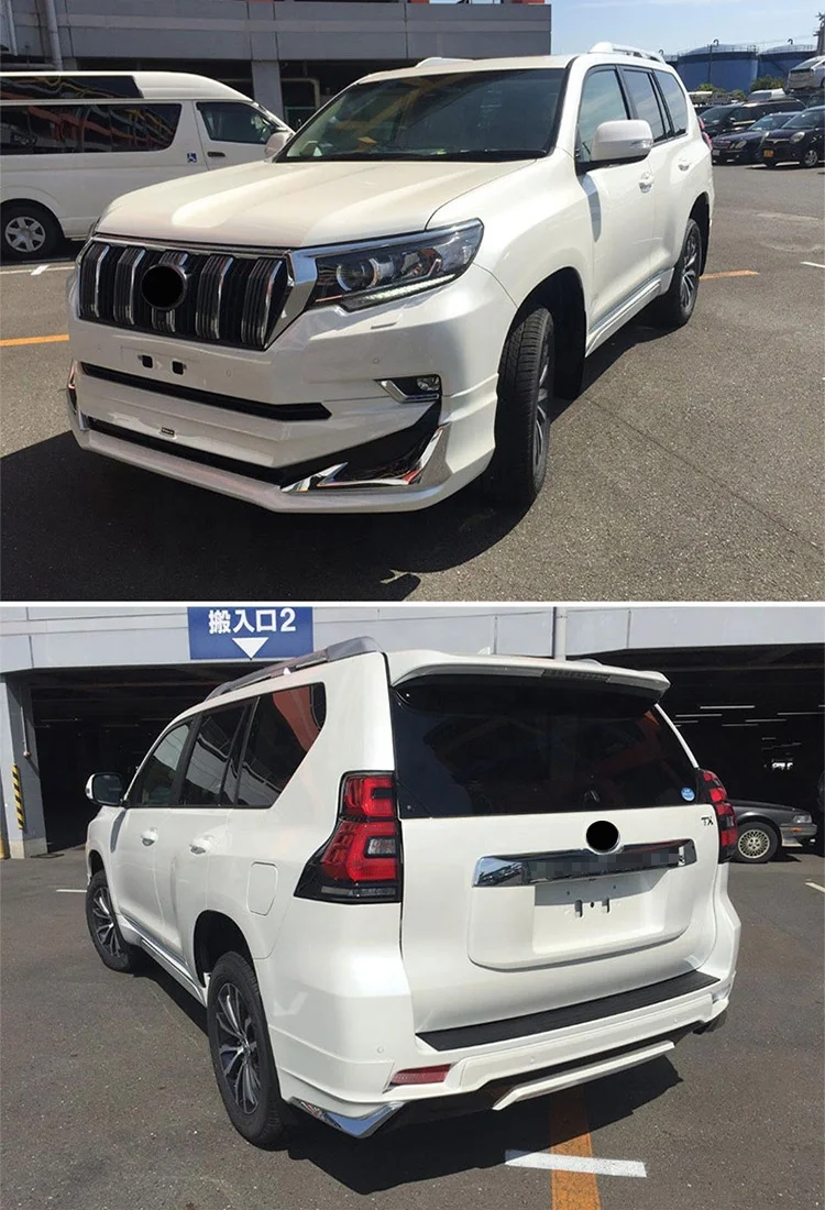 ABS Front Rear Bumper Guard Cover Body Kits With Without Light for Toyota Land Cruiser Prado 2018-2022 White Black Colors