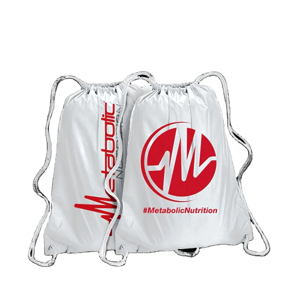 Custom Jumbo Drawstring Backpacks Promo Items Gifts 210D Nylon RPET Material Sport Gym Sack Traveling Advertising Propaganda