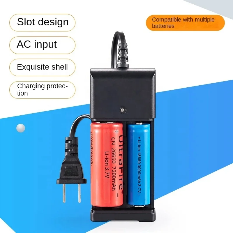 1/2 Slots AC 110V/220V 18650 Battery Charger for 3.7V Rechargeable Lithium 10440 14500 16340 16650 14650 18350 18500 Batteries
