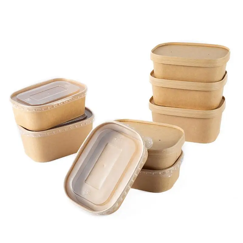 Disposable Kraft Paper Bowls Mini Natural Square Kitchen Packings Food Safe and Eco-Friendly