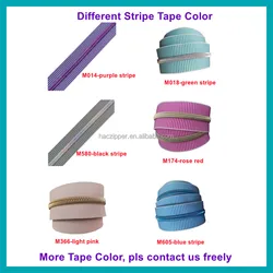 #5  green stripe nylon zipper