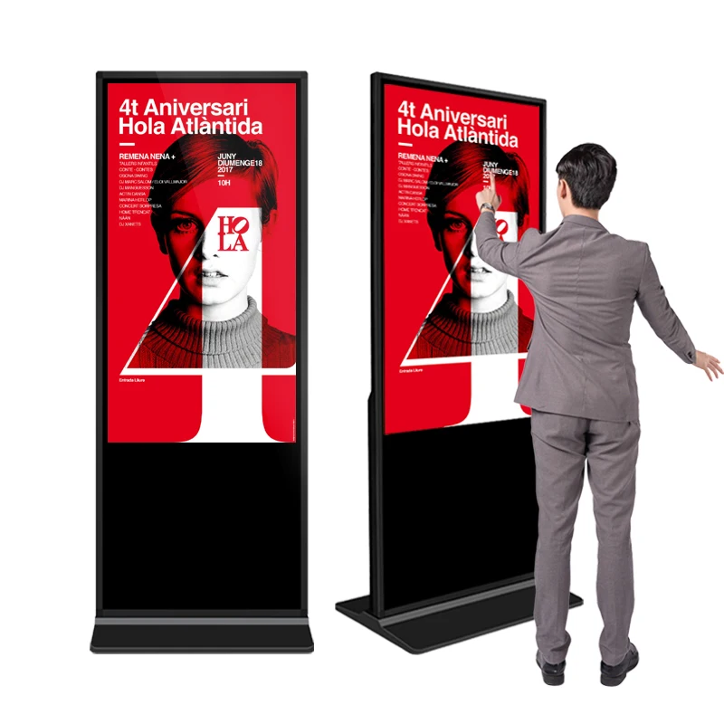New Design Indoor 55 inch Screen Stand Kiosk Mall Digital Signage and Displays with Software