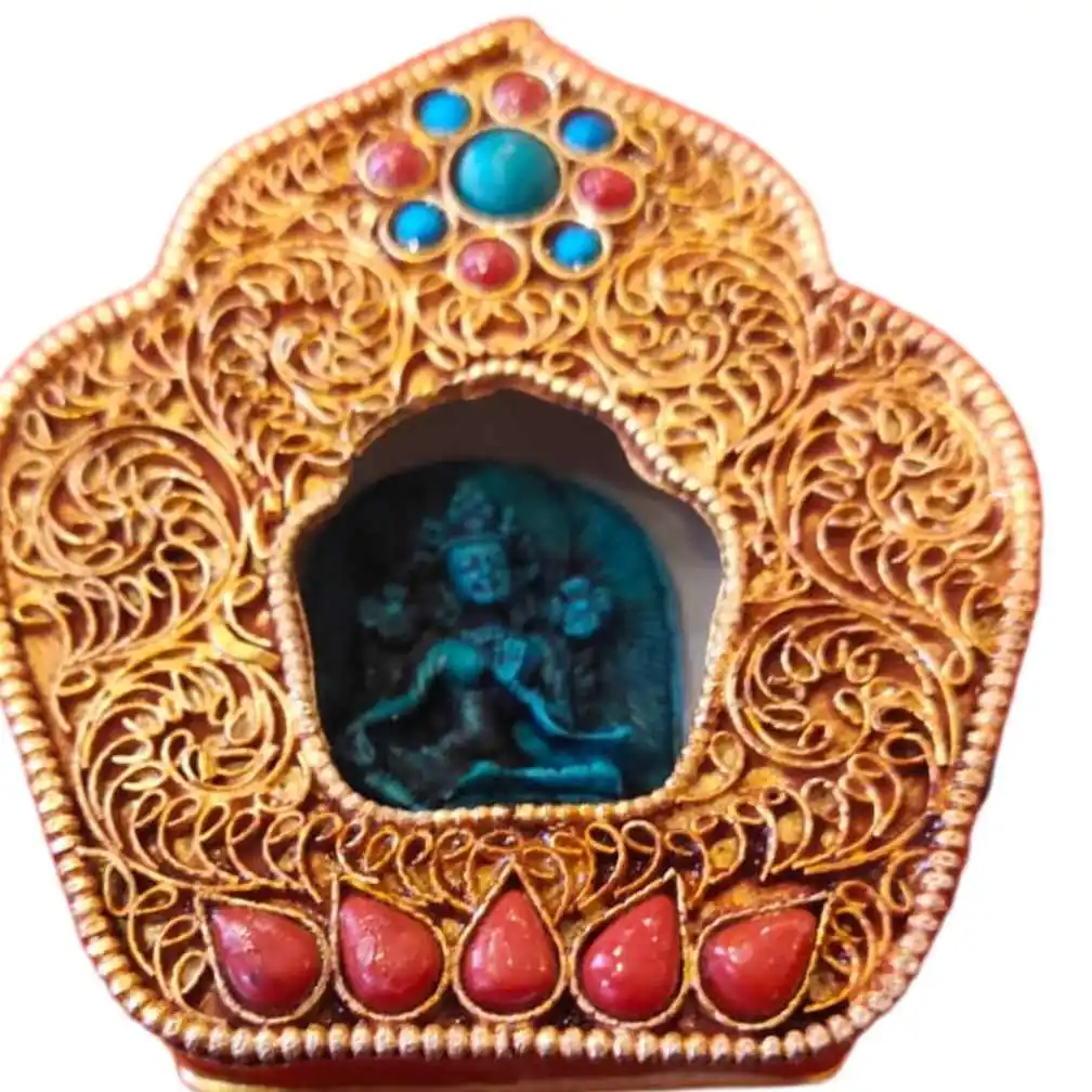 Handmade  Window Gau Pendants Gold Plated with Turquoise and coral