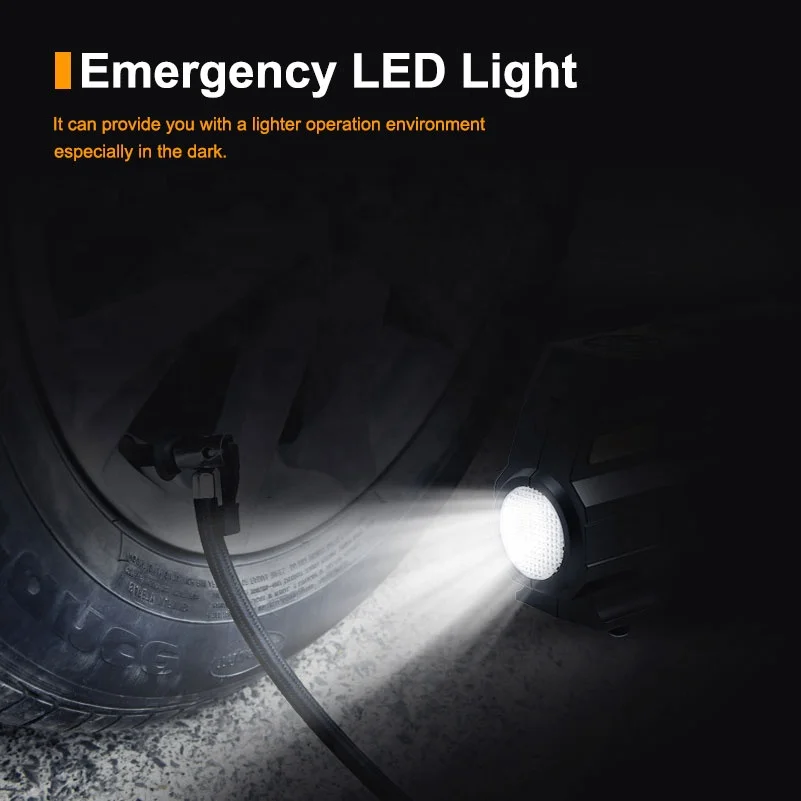 Air Compressor Tire Inflator 12V Portable Air Compressor w/ Digital Pressure Gauge LED Light Auto Tire Pump for Car Tire Bicycle