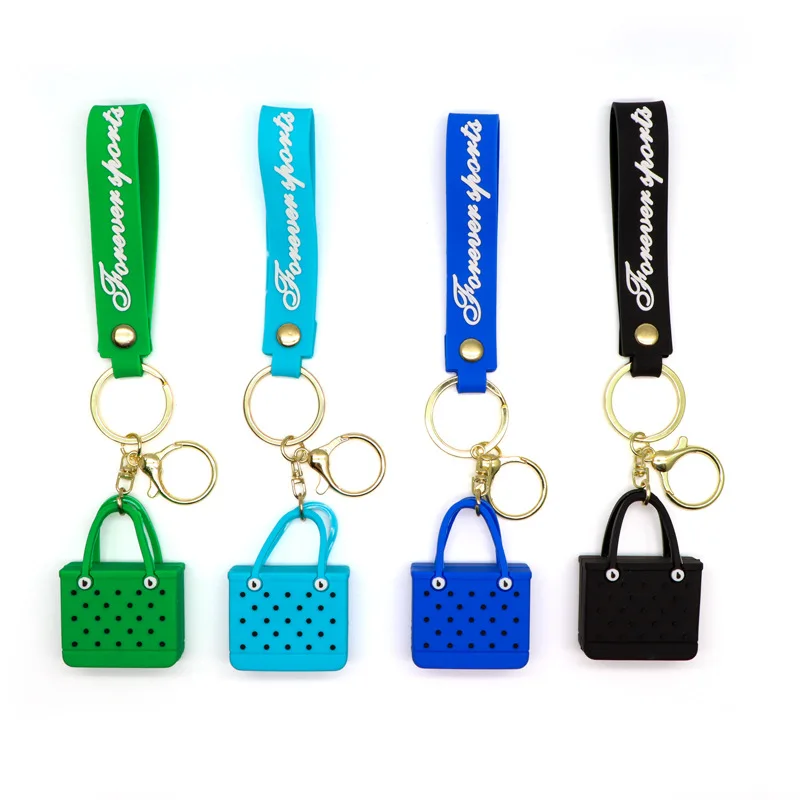 Hot sales Beach Hole bag 3D bag pendant Keychain PVC Silicone Bag Pendant Keychain Silicone Keychain Gifts