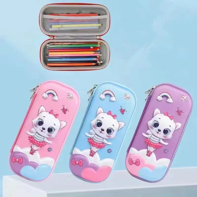 Stationery Supplies Kawaii 3d Hard Clear  Pencil Case Box for Kids