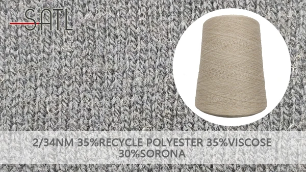 China Factory Hot Selling Light And Thin 35% Recycle Polyester 35%Viscose 30%Sorona Blended Bright Yarn 2/34nm