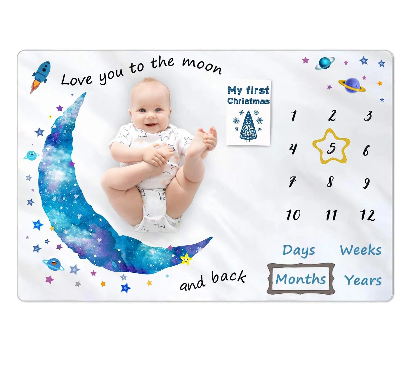 Baby Monthly Milestone Blanket for Baby, Baby Photo Blanket for Newborn Baby,  Capture Baby Growth and milestones