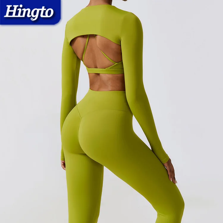 Women gym outfit high waist yoga fitness set 3 piece long sleeve activewear womens workout sets gym fitness sets high waist