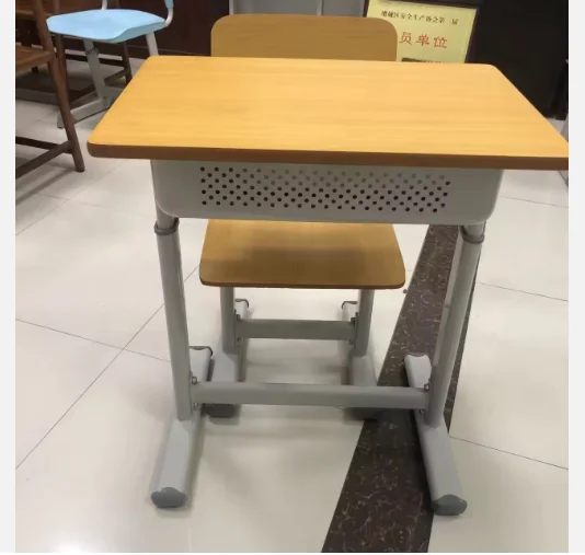 Cheap Plywood Adjustable  Education Furniture Factory  Double School Desk Classroom Chair for Primary High School  Made in China
