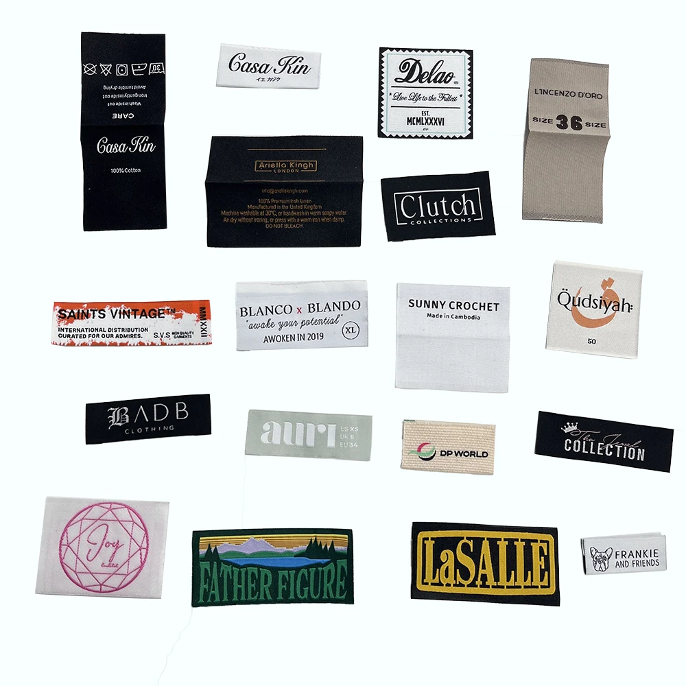 Free Design Luxury Fashion Clothing Neck High Quality End Fold Brand Logo Custom Garment Textile Size Woven Labels for Clothing
