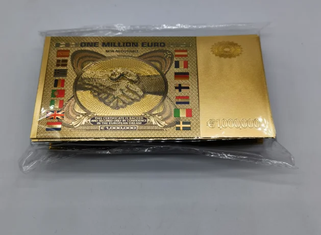 Banknotes 24k Gold Plated euro Commemorative Notes euro Bills Decoration Antique Plated Gold Souvenir 1000000