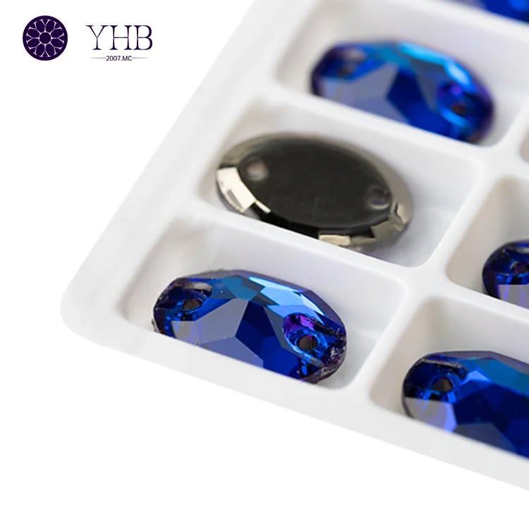YHB Factory Direct Selling Glass Crystal Strass Oval Shape Sew On Crystal Clear Rhinestones