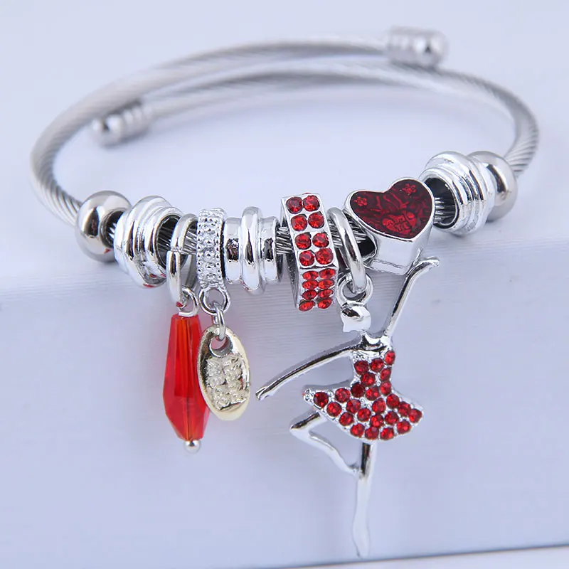 WY080926120 hot sale Adjustable size metal bangles New style pendent bangles simple Rhinestone bangles