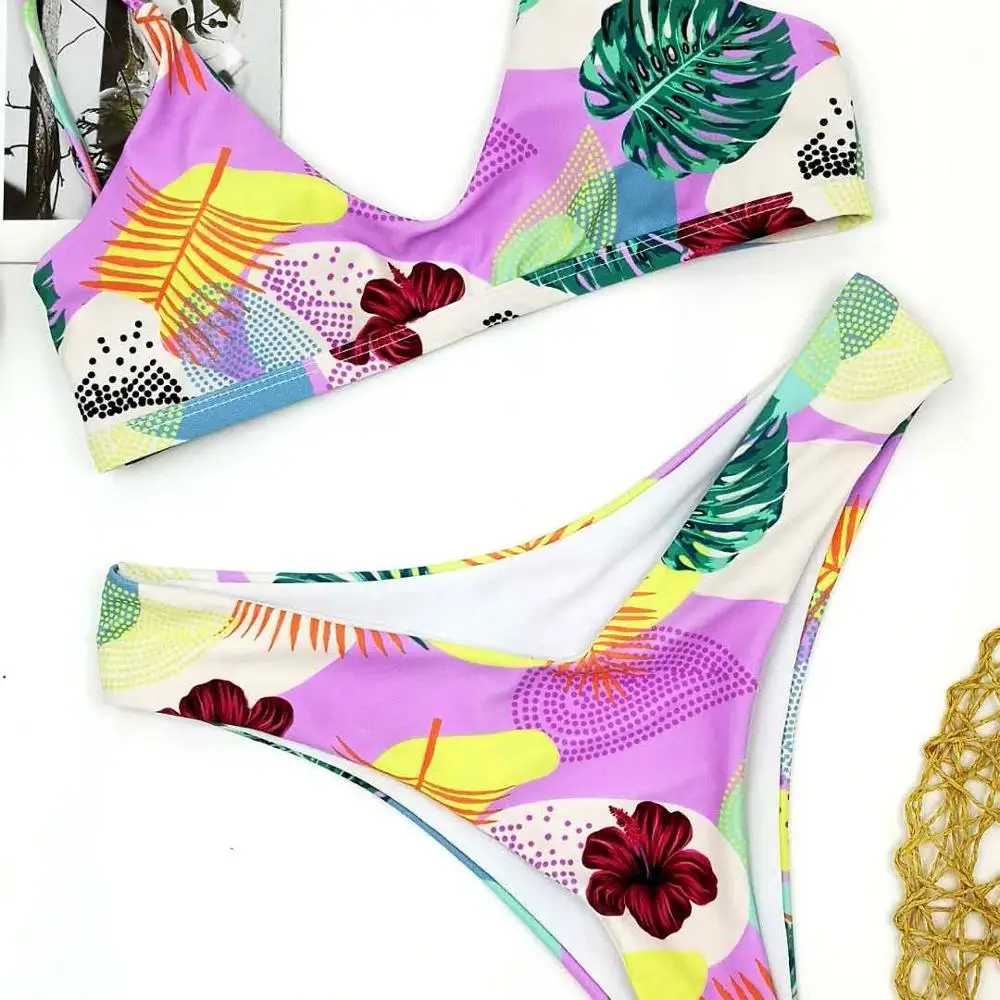 custom Floral Printing Swimwear Cute Girl Bikini Beachwear High Quality Young Girl Bikini Suits set