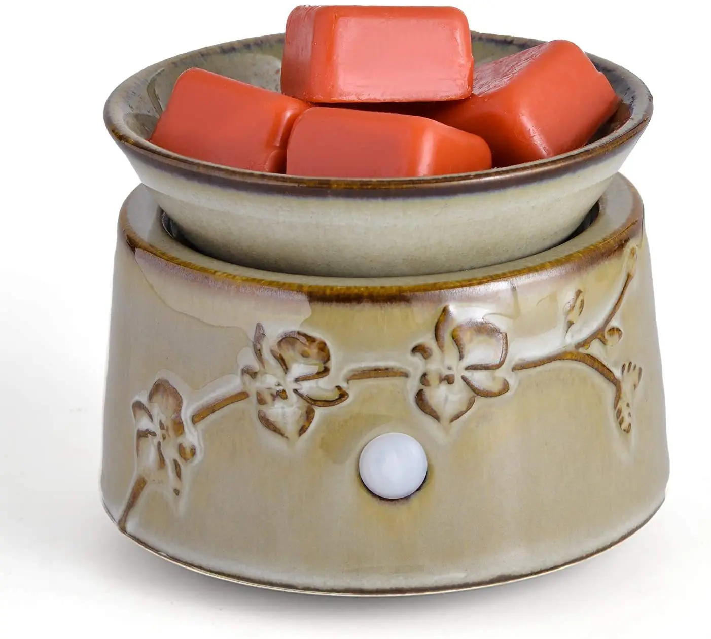 Wax melt Warmer Electric Ceramic Fragrance Scented Wax Warmer for Scented Wax Green Leaf for Office Bedroom Living Room Gifts