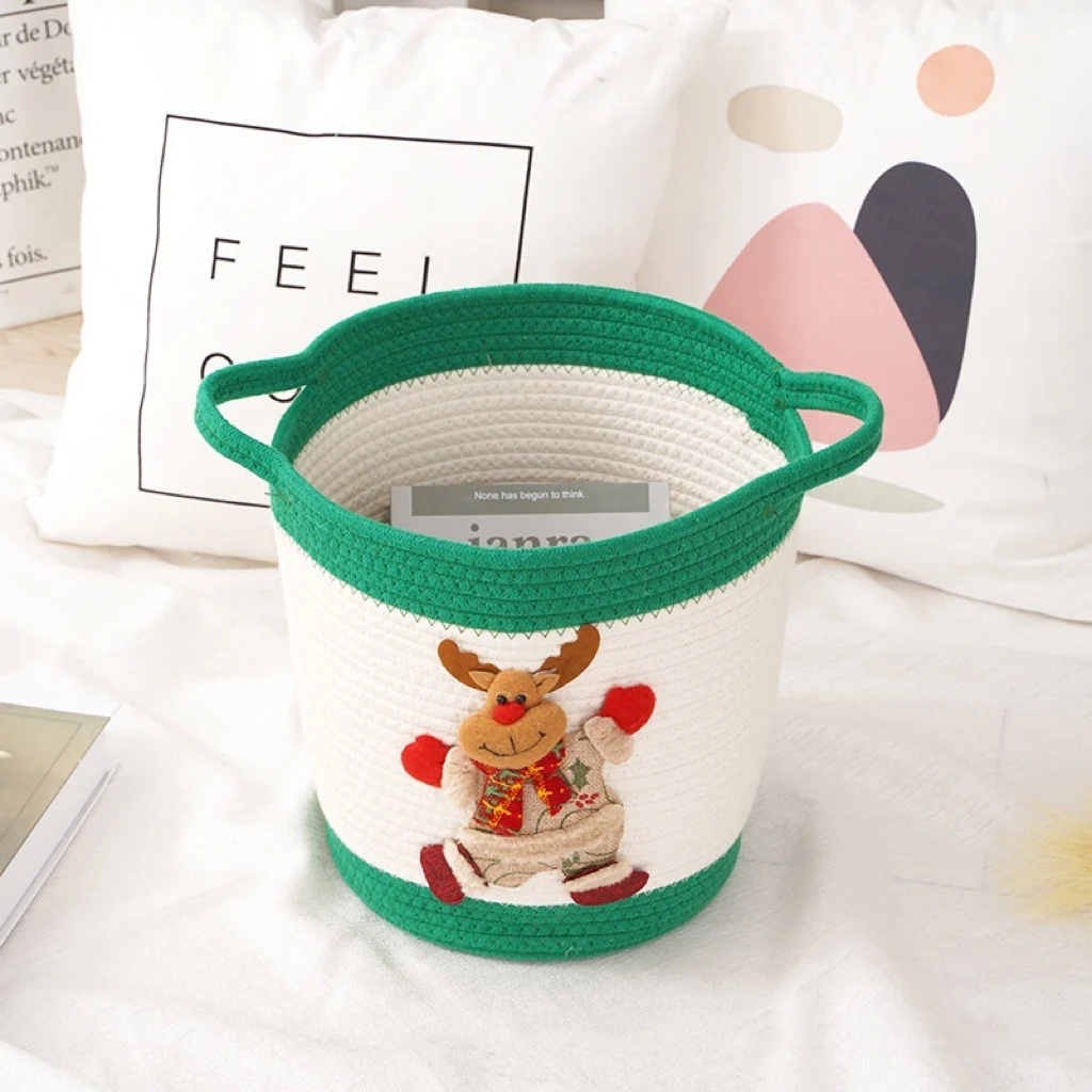 wholesale diaper Christmas gift kids laundry baskets  cartoon cotton rope children  santa resin toys  storage basket with handle