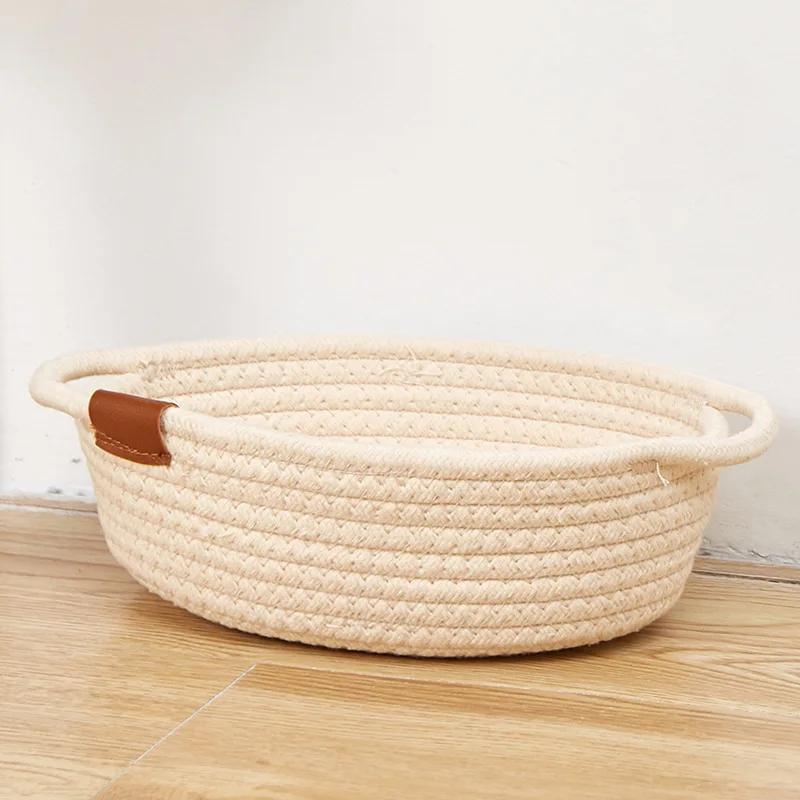 Hand-woven Macrame Storage Basket Decorative Basket With Wooden Handles For Bathroom Living Room