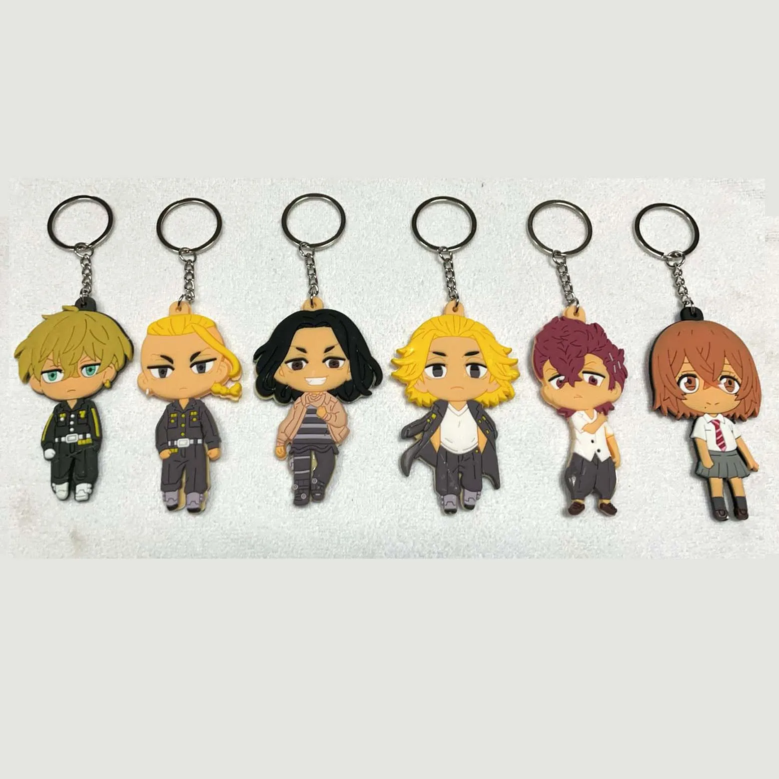 Creative Anime Keychain Tokyo Revengers Haikyuu Bleach Death Note One Piece Demon Slayer DBZ Tokyo Ghoul PVC Rubber Pendant