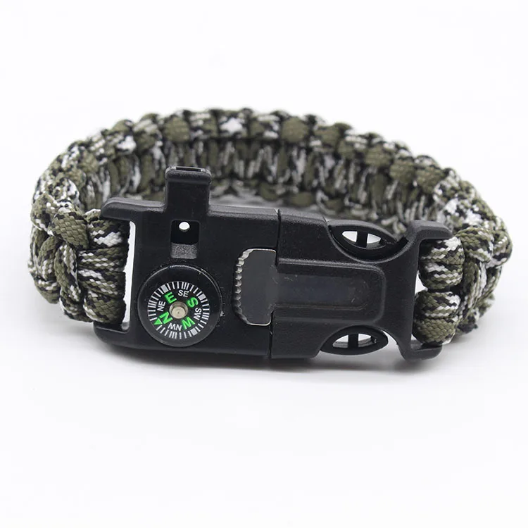 outdoor survival 550 paracord bracelet with fire starter compass emergency flint bracelet compass 2.8Meter