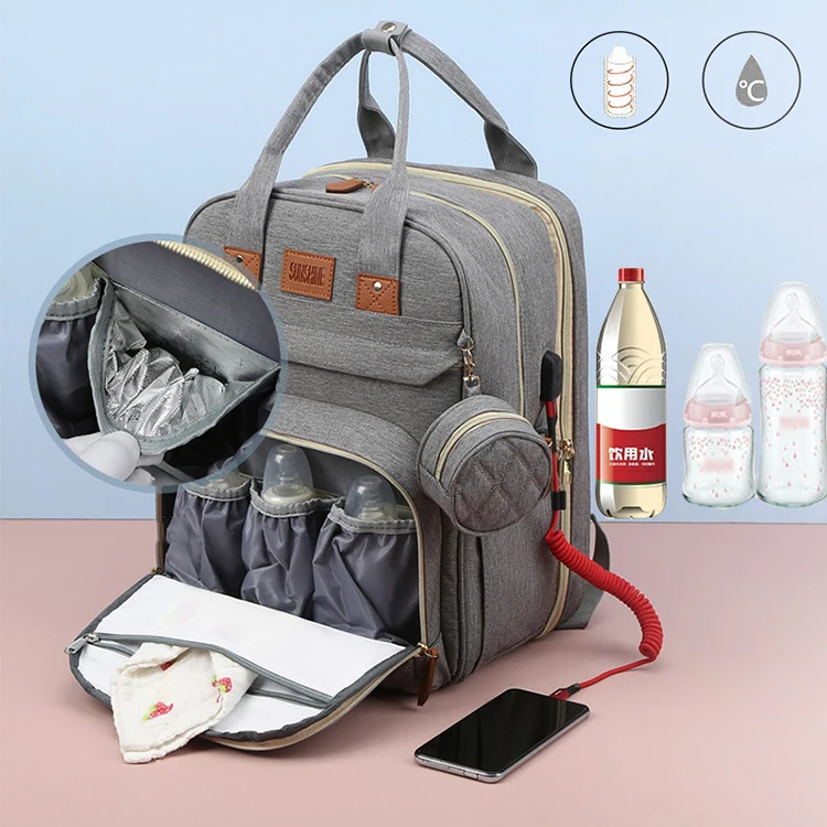 Baby Diaper Bag Backpack with Mosquito Net Portable Travel Bassinet with Waterproof Changing Pad