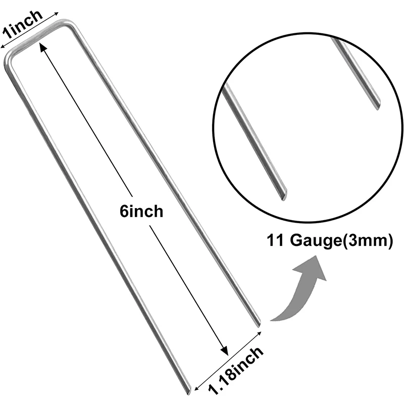 Galvanized Garden Staple U-Shaped Pins and Landscaping Staples for Sod Anchoring Landscape Fabric Irrigation Tubing