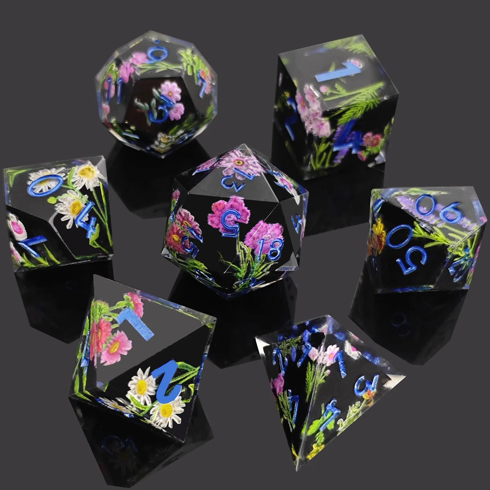Handmade 16mm DIY Polyhedral RPG DND Set New Style Gold Flash Resin Dice Core Square Edge Metal Board Game Players Custom