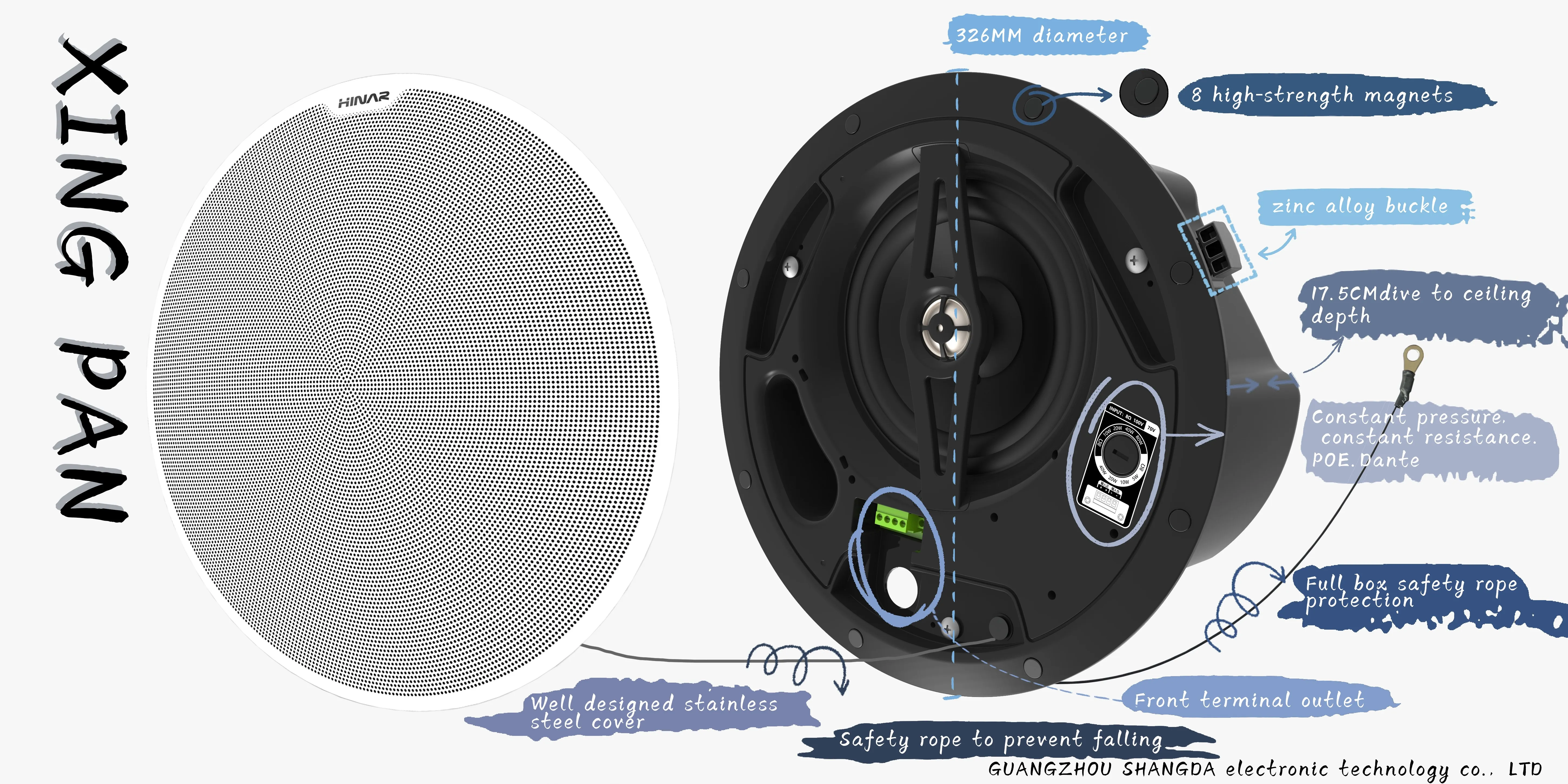 new product 1x6.5inches+1x1 inches Ceiling speaker 100V/70V/8OHMS  conference room church mosque audio speaker cafe
