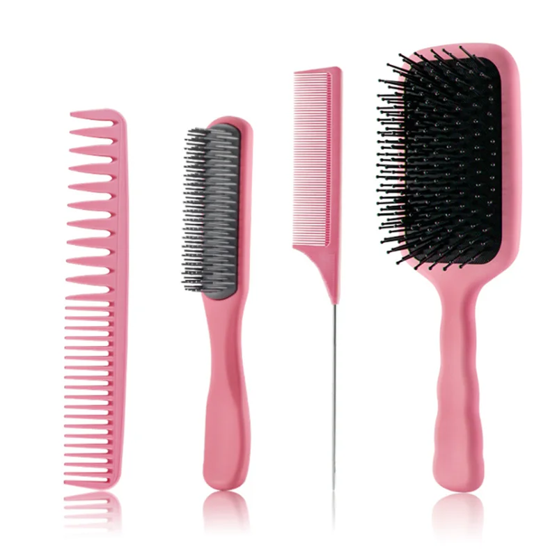 4PCS Hair Brushes and Combs Set Cushion Brush Denman Wide Tooth Rat Tail Comb Detangling Amazon Hot-selling