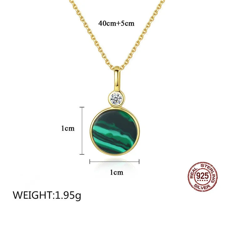 Hot selling personalized women statement silver 925 malachite necklace