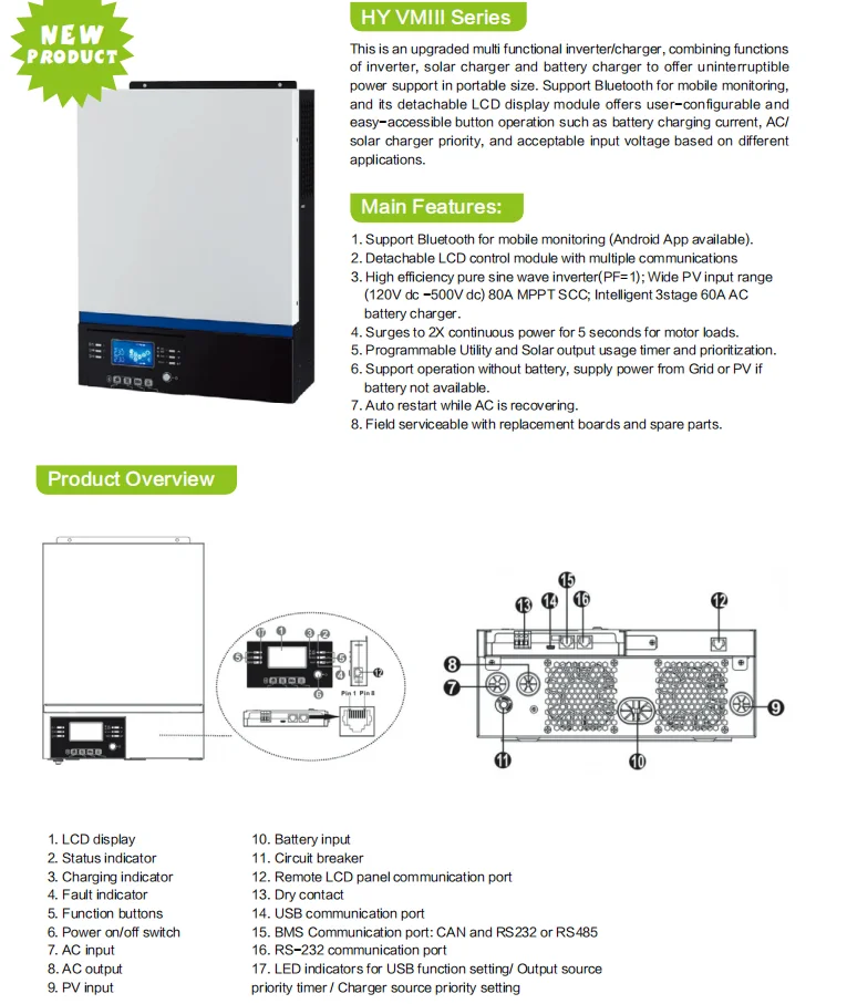 Factory price  inverter 5KVA solar system off grid complete hybrid  5000w solar power Inverter