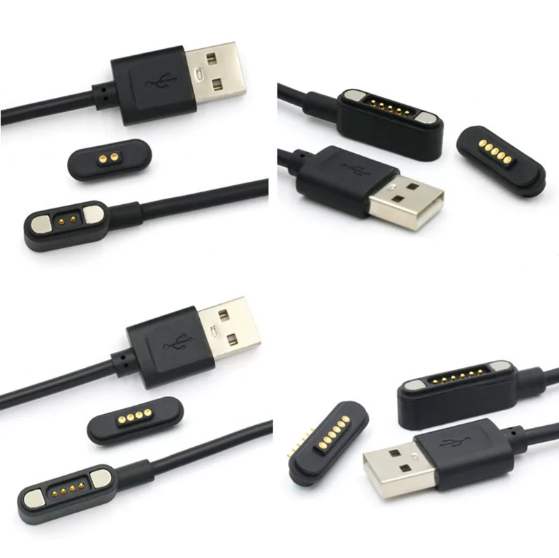 Custom large current  2/3/4/5/6pin  pogo pin magnetic connector male to female magnetic data charging cable for smart wearable