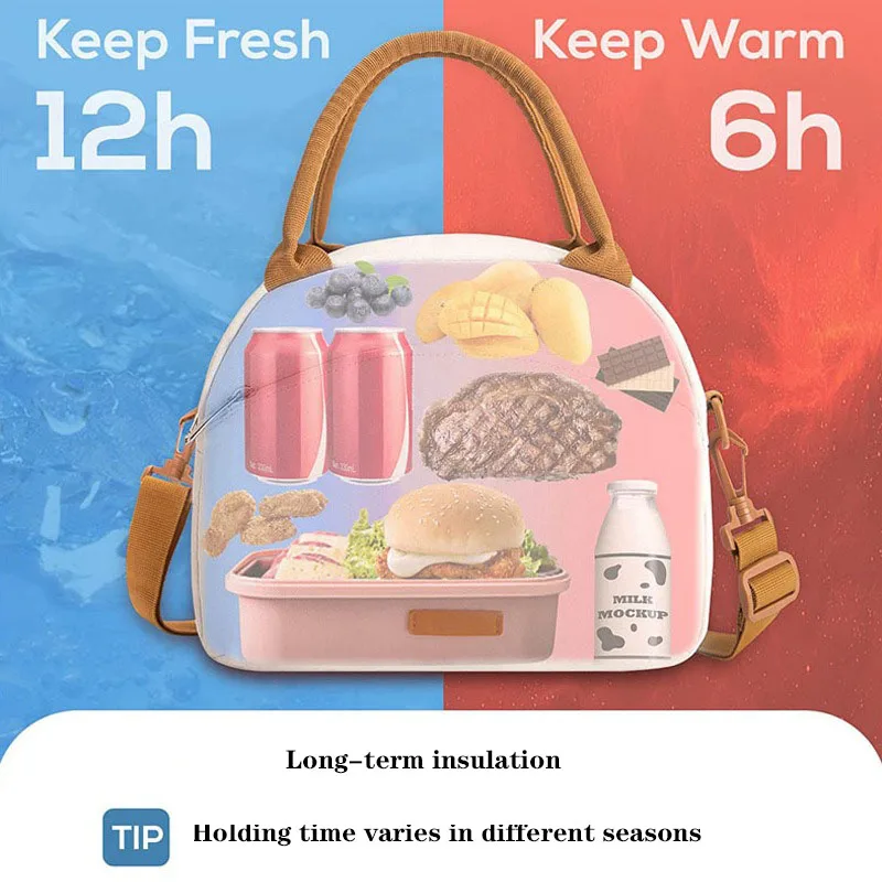 ZX044 Leakproof Insulated Cooler Lunch Tote Bags for Work Bento Box Insulated Messenger Bags Camping Fresh Keeping Handbags
