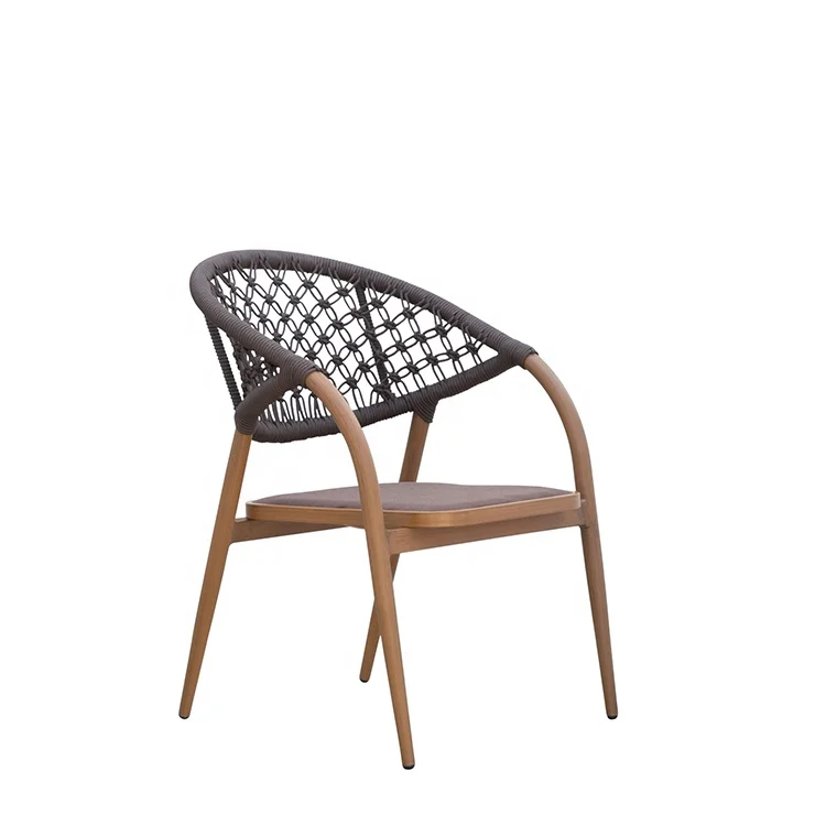 Garden Furniture Rattan Rope Bistro Chair Modern Patio Leisure Rope Outdoor Dinning Chair